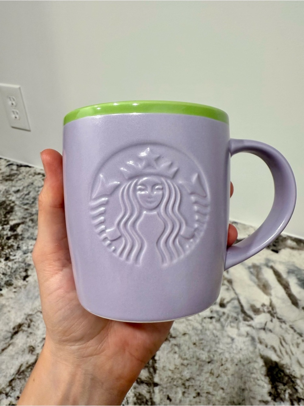 Starbucks 2026 Pastel Lavender and Green  Accent, Ceramic Mug with Mermaid Logo